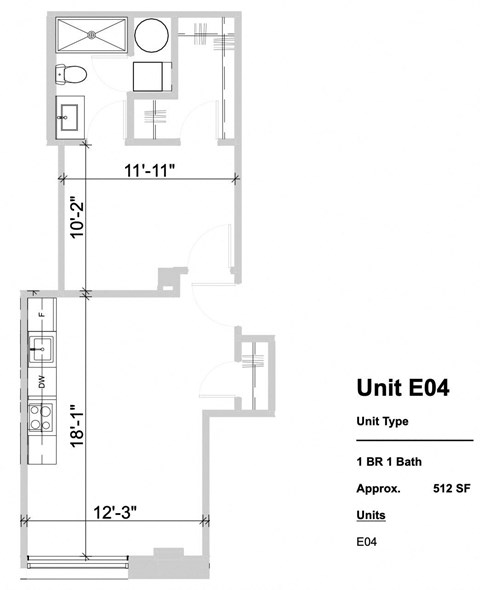 E04 - 1 Bed 1 Bath